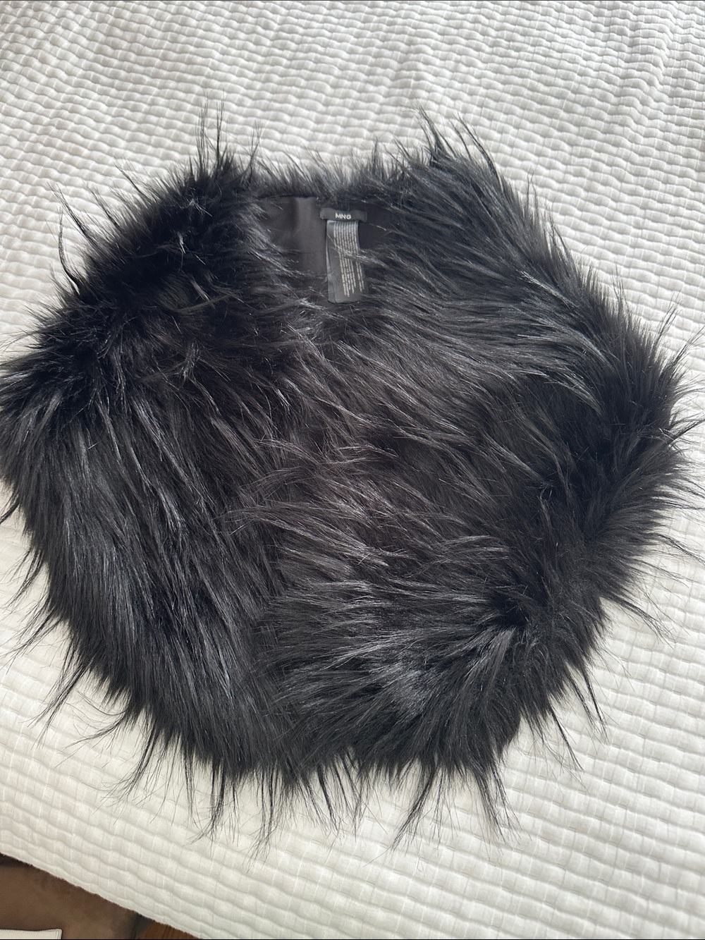 Mango Black Faux Fur large Collar